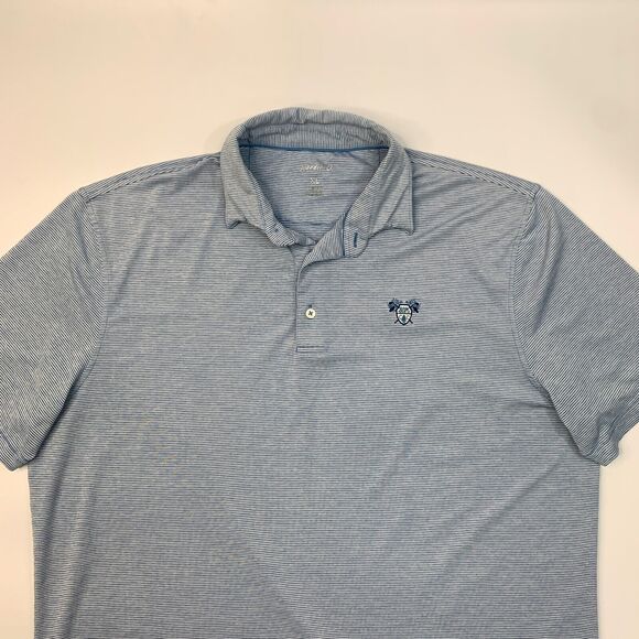 Johnnie-o Polo Shirt Mens XL Extra Large Neptune Blue Striped Moisture Wicking - Picture 3 of 12